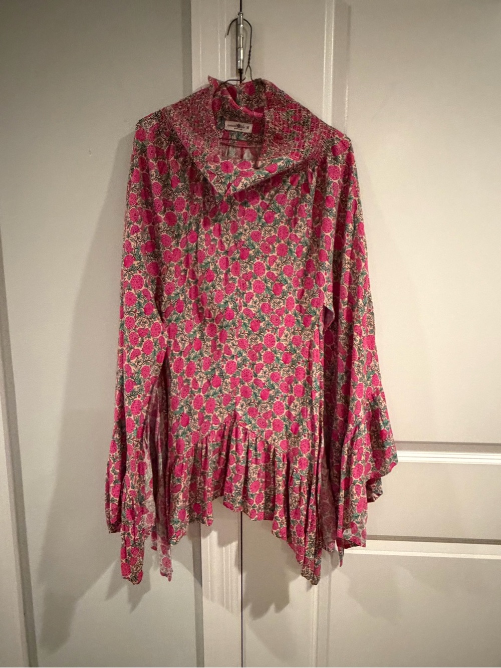 NATURAL LIFE Pink Floral Maxi Skirt with Green Leaf Accents - Picture 6 of 6